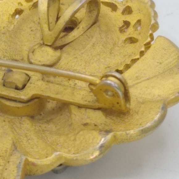 Jac Win Design Gold Tone Angel Bow Brooch Pendant w Pearl Accent Signed Vintage - Picture 10 of 11